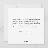 ハートの写真が付いた母の日のフラットホリデーカード シーズンカード (裏面)