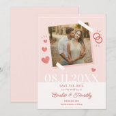 ハートの写真でお知らせする結婚式の招待状 セーブ・ザ・デート 招待状 (正面/裏面)