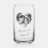 ハートの写真の名前またはカスタム文字 ガラス缶 (正面)