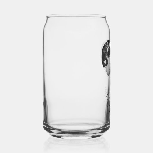 ハートの写真の名前またはカスタム文字 ガラス缶 (右)