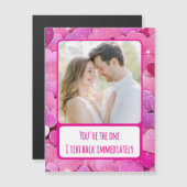 ハートの写真カード - テキストバックマグネット (正面/裏面)