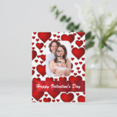 ハートの写真テンプレートのバレンタインデー シーズンポストカード (スタンド正面)