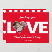 ハートの写真バレンタイン　愛を贈ります 休日のカード シーズンカード (正面/裏面)