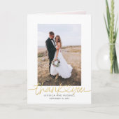 ハートの写真付き手書きスクリプトの結婚式 サンキューカード (正面)