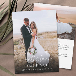 ハートの写真付き手書きスクリプト 結婚式 サンキューカード
