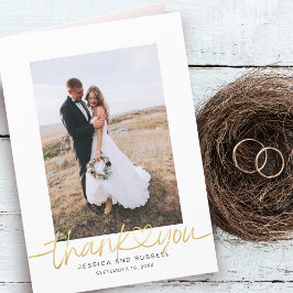 ハートの写真付き手書きスクリプト 結婚式 サンキューカード