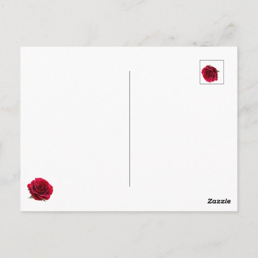 ハートの写真 赤いバラ 現代のスクリプトが可愛い 愛してる ポストカード (裏面)