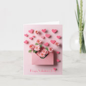 ハートの切り紙と花のバレンタインカード シーズンカード (正面)