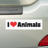 ハートの動物が大好き - 動物愛好家 バンパーステッカー (車上)