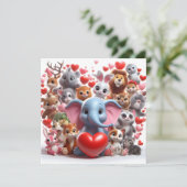 ハートの動物たちのバレンタインデー シーズンカード (スタンド正面)
