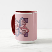 ハートの十字のステッチのキルトの正方形のマグ マグカップ (正面左)