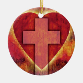 ハートの十字 セラミックオーナメント