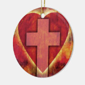 ハートの十字 セラミックオーナメント (左)