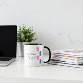 ハートの半分がピンクとブルーのペア カップル マグカップ