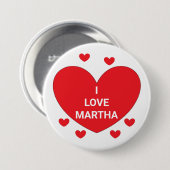 ハートの単語：赤と白 缶バッジ (正面&裏面)