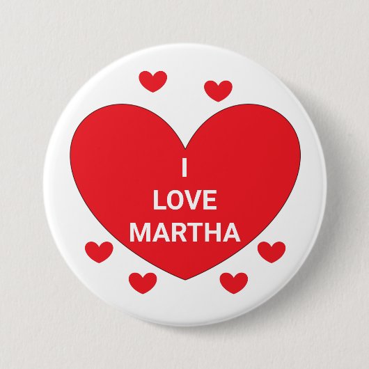 ハートの単語：赤と白 缶バッジ (正面)