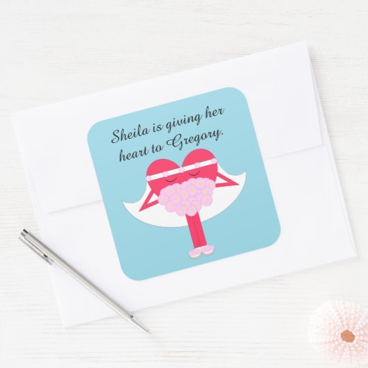 ハートの取得ブライダルシャワー スクエアシール (封筒)