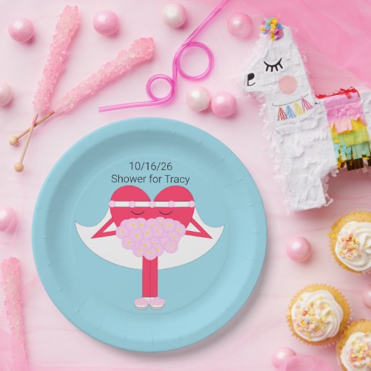 ハートの取得ブライダルシャワー ペーパープレート (パーティー)