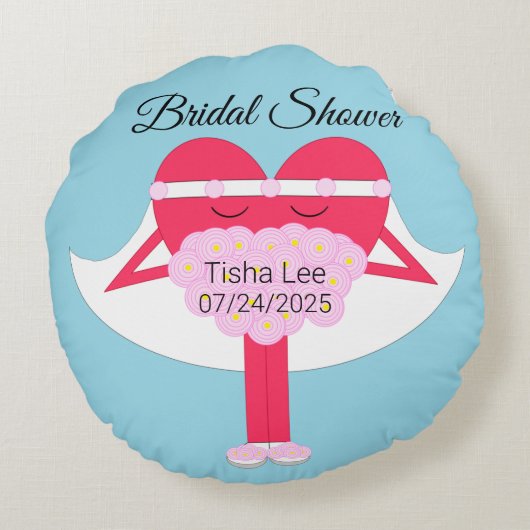 ハートの取得ブライダルシャワー ラウンドクッション (裏面)