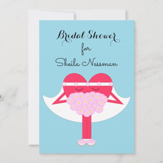 ハートの取得：ブライダルシャワー 招待状 (正面)