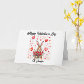 ハートの可愛いウサギのバレンタインカード カード (黄色い花)