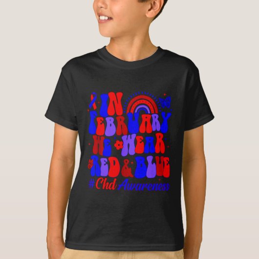 ハートの啓発活動　CHD啓発　２月の虹 Tシャツ (正面)