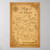 「ハートの地図」ヴィンテージソウルフル・ウォール・アート・ポスター ポスター (正面)