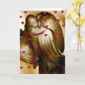 ハートの天使の花束 カード (黄色い花)