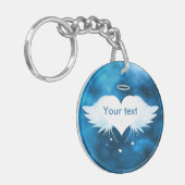 ハートの天使-両面の円形のkeychain キーホルダー (正面左)
