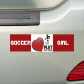 ハートの女の子のサッカーの演劇 バンパーステッカー (車上)