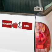 ハートの女の子のサッカーの演劇 バンパーステッカー (トラック上)
