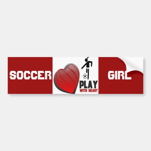 ハートの女の子のサッカーの演劇 バンパーステッカー (正面)