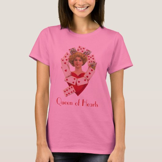 ハートの女性長袖のTシャツの女王 Tシャツ (正面)