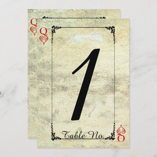 ハートの女王のウェディングテーブルナンバー 招待状 (正面/裏面)