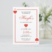 ハートの女王のカジノトランプ 34歳の誕生日 招待状 (スタンド正面)