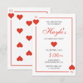 ハートの女王のカジノトランプ 34歳の誕生日 招待状 (正面/裏面)