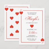 ハートの女王のカジノトランプ 47歳の誕生日 招待状 (正面/裏面)