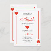 ハートの女王のカジノトランプ 50歳の誕生日 招待状 (正面/裏面)