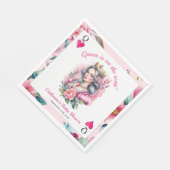 ハートの女王のトランプ　ピンクのベビーシャワー スタンダードランチョンナプキン (角)