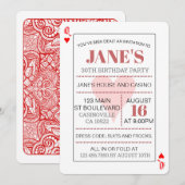 ハートの女王のポーカーカード バースデー 招待状 (正面/裏面)