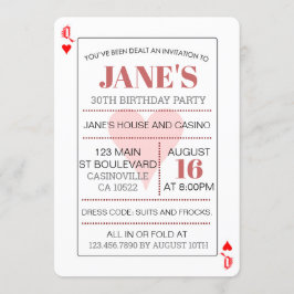 ハートの女王のポーカーカード バースデー 招待状
