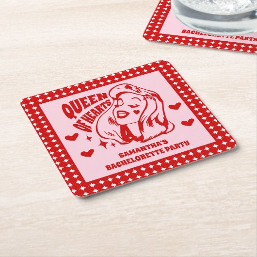 ハートの女王の独身パーティー スクエアペーパーコースター (アングル)