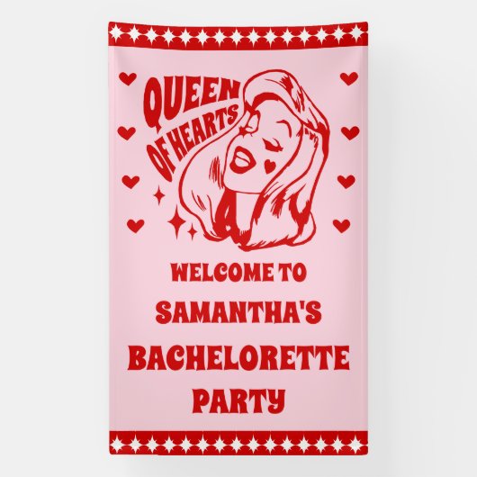 ハートの女王の独身最後のパーティー歓迎 横断幕 (縦)