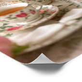 ハートの女王の華麗なティーカップ フラワー ポスター (角)