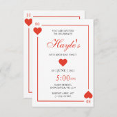 ハートの女王カジノトランプ 80歳の誕生日 招待状 (正面/裏面)