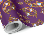 ハートの女王クラウン王室のティアラ紫のギフトラップ ラッピングペーパー (ロールコーナー)