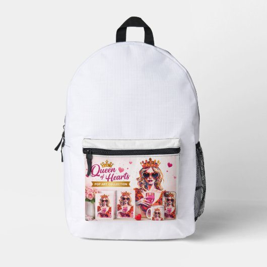 ハートの女王ポップアート プリントバックパック (正面)
