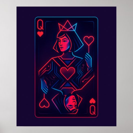ハートの女王 ネオン・レトロフューチャー シンセウェーブ ポスター (正面)