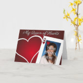 ハートの女王 - ポーカーの恋 カード (黄色い花)