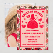 ハートの女王 ローズ バースデーパーティー フォト 招待状 (正面/裏面)